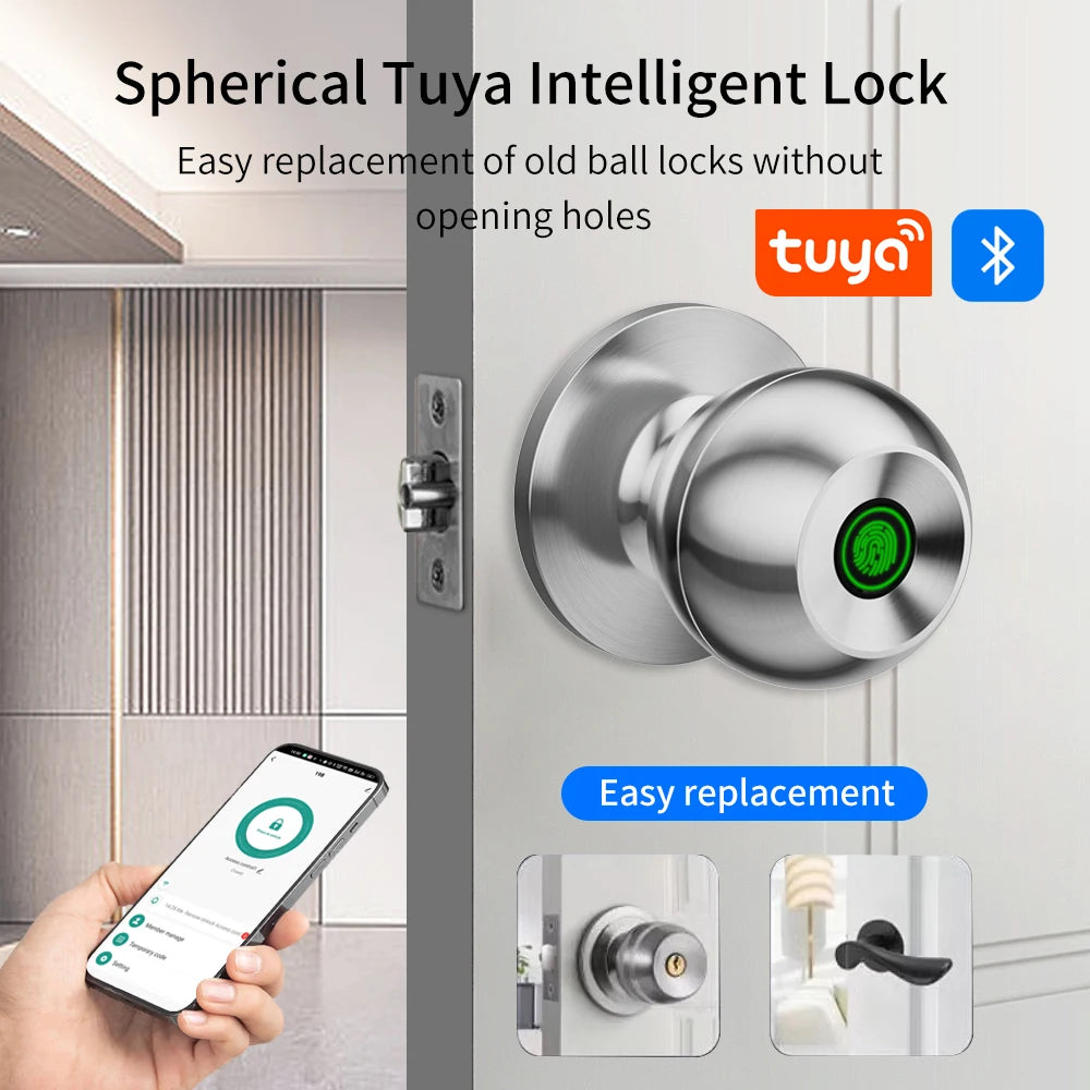 Tuya TTLOCK App Round Door Knob &ndash; Bluetooth App Control