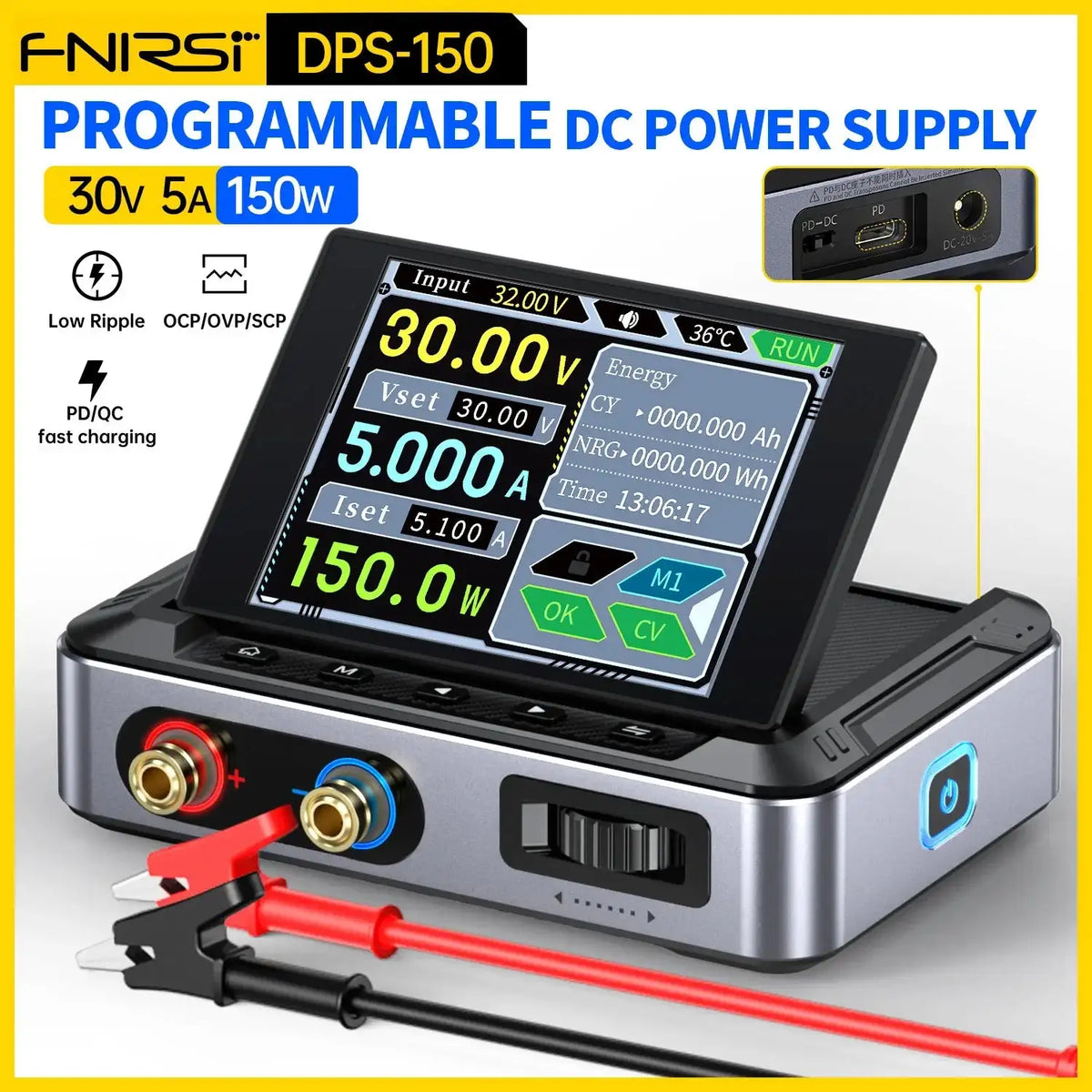 FNIRSI DPS 150 Programmable CNC DC Power Supply 30V 5A