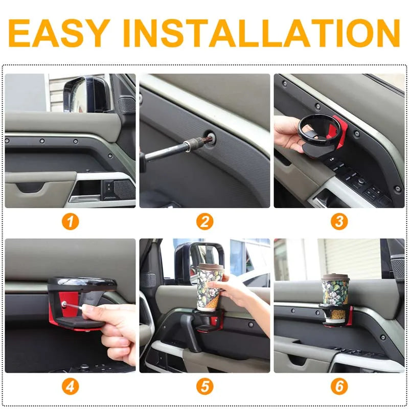 Karbon Çelik Siyah Bardak Tutucu Land Rover Defender 90 110 130