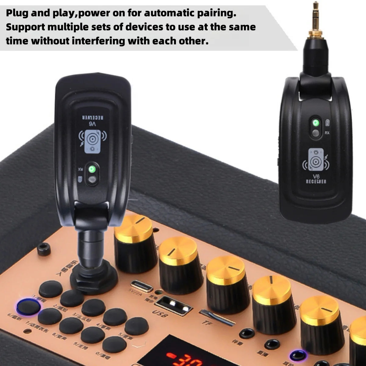 Miwayer V6 Wireless Guitar System &ndash; Rechargeable 2 In 1 Plug
