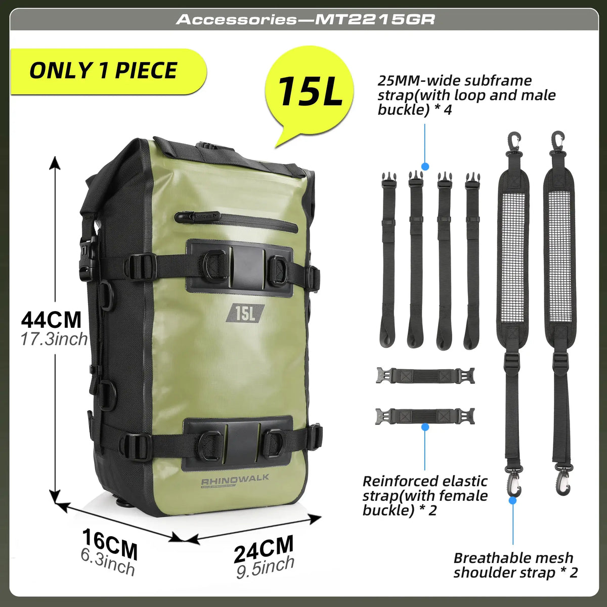 Rhinowalk Motorcycle Back Seat Bag 100% Waterproof Dry Tail Bag Cycling Backpack 8L/15L/30L For Long Distance Saddle Pack 1 PC by InterCyprus Trading Ltd