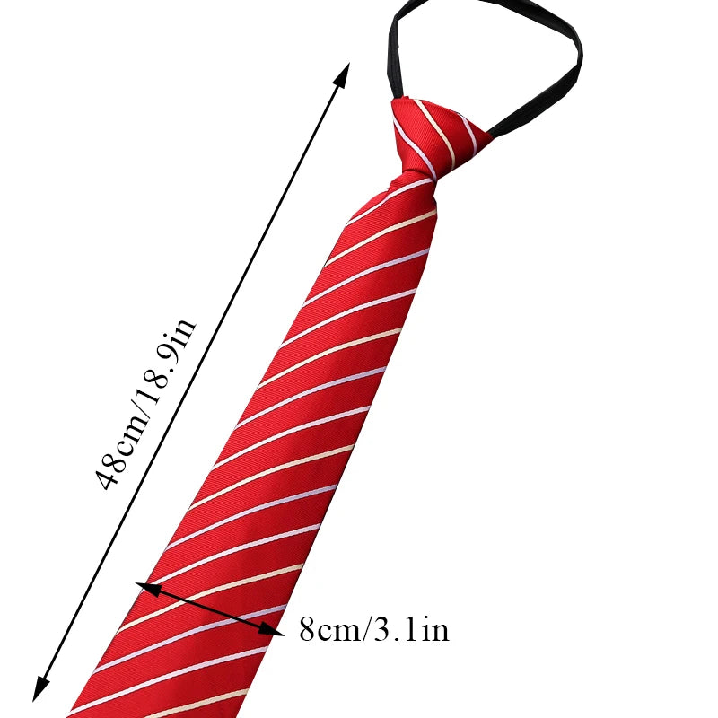 Lazy Zipper Men's Stripe &amp; Solid Colour Slim Tie