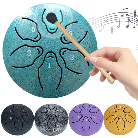Steel Tongue Drum Hand Pan 3 Inch 6 Notes &ndash; Compact