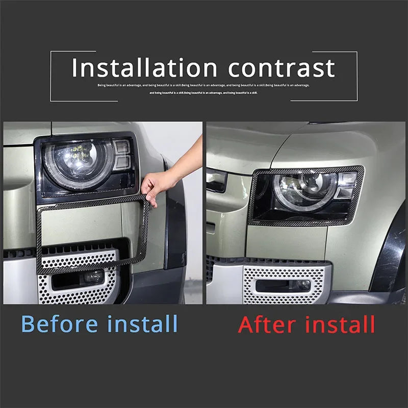 2 Peças Moldura de Farol em Fibra de Carbono Defender 110 2020 2024