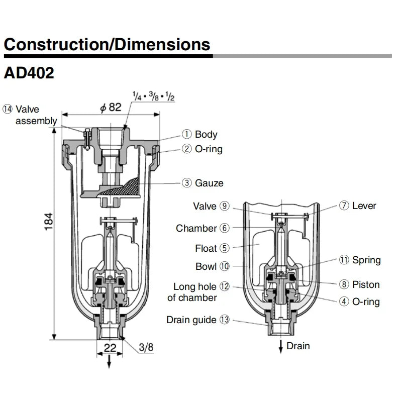AD402-04 Pneumatic Auto Drain Valve &ndash; Oil Water Separator