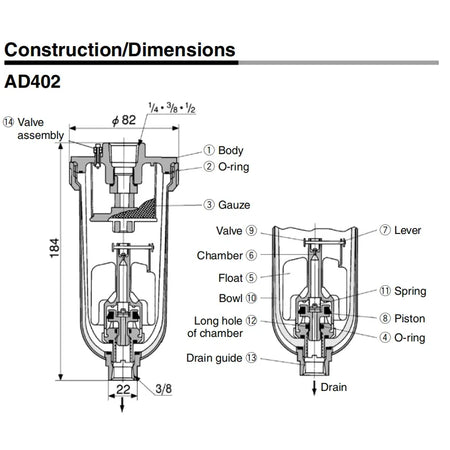 AD402-04 Pneumatic Auto Drain Valve &ndash; Oil Water Separator