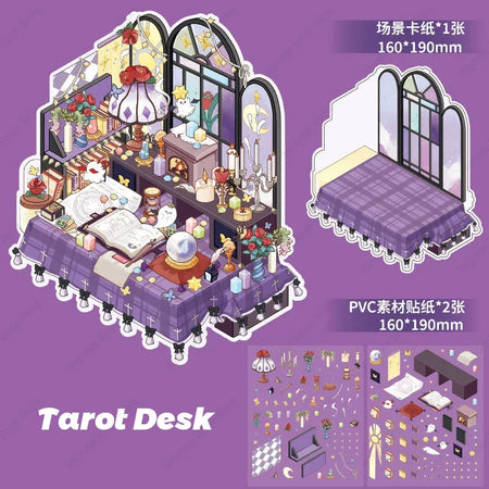 3D DIY Plus Size Corner Desk Miniature Sticker Set for Creative Play Tarot Desk