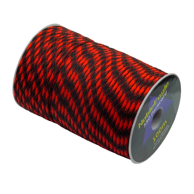 Military 550 Paracord Rope 100M 50M 31M 7 Strand 4mm Parachute Cord Outdoor Camping Survival Gear DIY Bracelet Tent Line 7C Red Camouflage / 100M