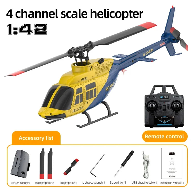 A60 4CH RC Helicopter &ndash; Altitude Hold Optical Flow Pro Yellow