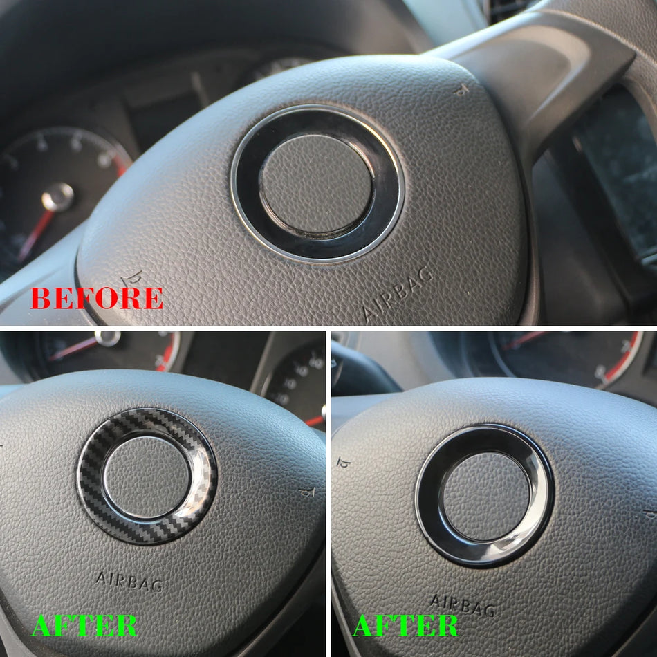 Κεντρικό Δαχτυλίδι Χρωμίου για Τιμόνι Volkswagen Ταιριάζει σε Golf 4/5, Polo, Jetta Mk6, Tiguan, Passat