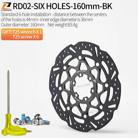 LVZHUN Carbon-Ceramic Brake Discs &ndash; Ultra-light For Shimano RD02-6B-160-BK