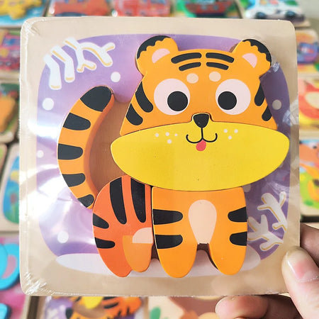 Montessori Wooden Puzzle Boards &ndash; Engaging Educational Toy for Toddlers tiger