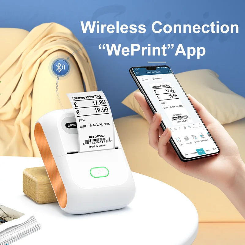Detonger DP26 Portable Thermal Label Printer &ndash; Bluetooth