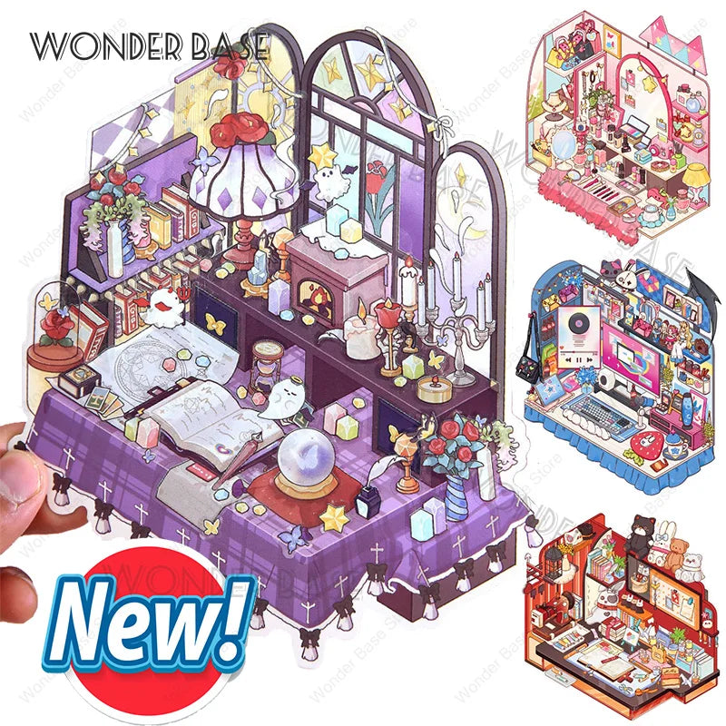 3D DIY Plus Size Corner Desk Miniature Sticker Set for Creative Play