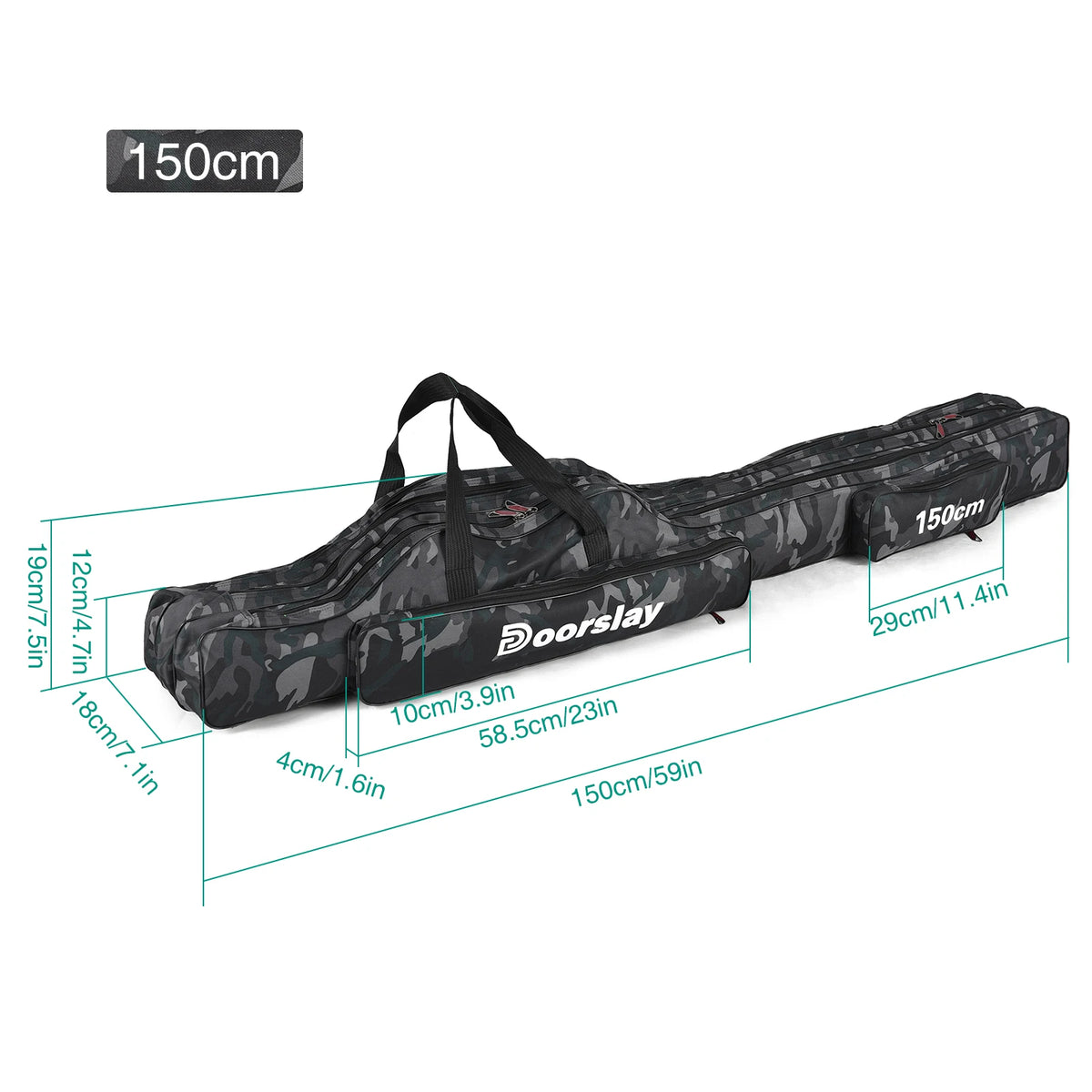 3 Layer Fishing Pole Bag &ndash; Long Lasting Oxford Fabric Camouflage 150cm