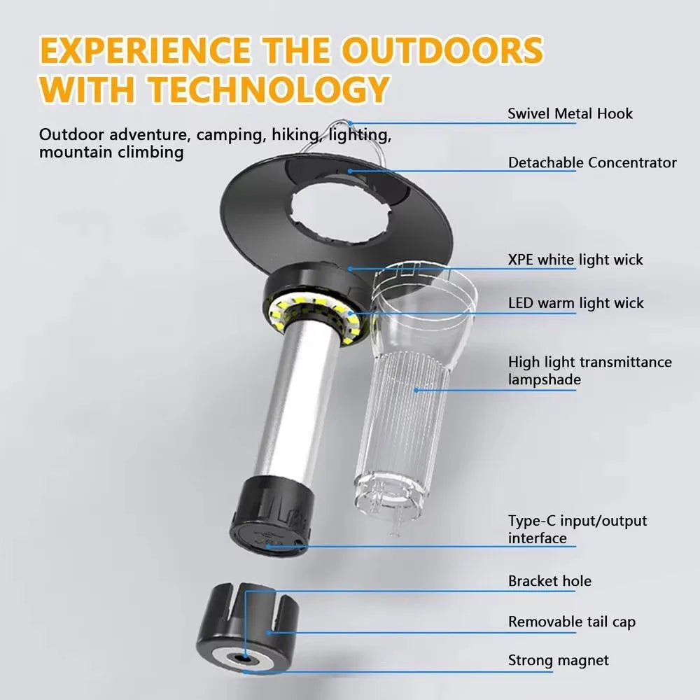 Outdoor Camping Lantern With Magnetic Base &ndash; Five Modes