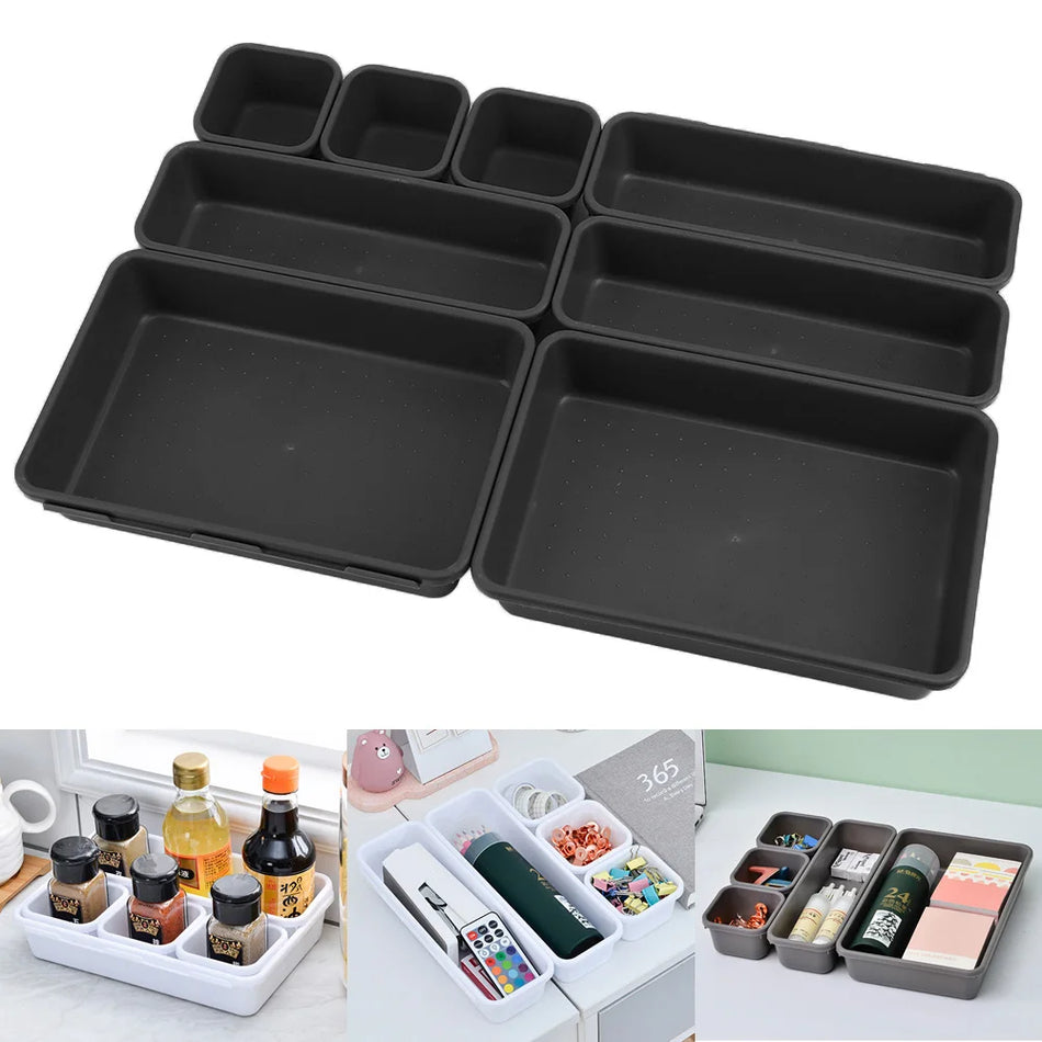8-Piece Storage Drawer Organizer Set for Makeup and Jewelry, Made of PP Plastic