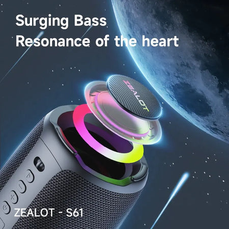 Zealot-S61 Portable Bluetooth Speaker &ndash; Dual Diaphragm Bass