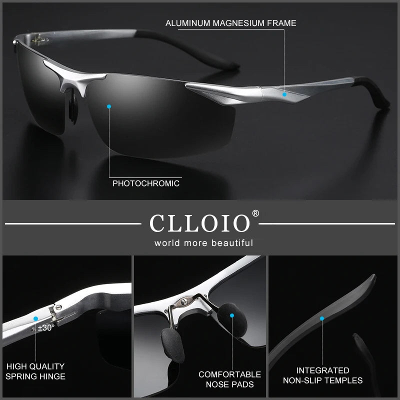 CLLOIO Photochromic Aluminum Sunglasses &ndash; Polarized UV400