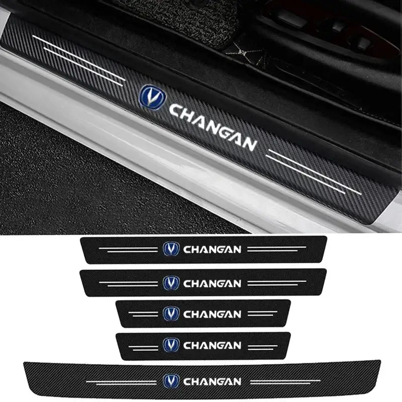 Changan Door Sill Protector Strips Carbon Fiber PU Leather