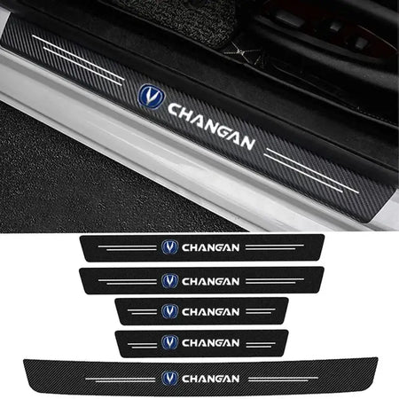 Changan Door Sill Protector Strips Carbon Fiber PU Leather
