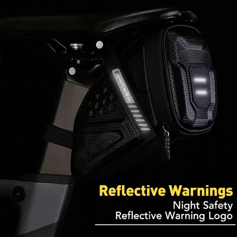 Αδιάβροχη Τσάντα Σέλας Ποδηλάτου 1L, Μαύρο, Ανακλαστική, Πολυλειτουργική Αποθήκευση Εργαλείων