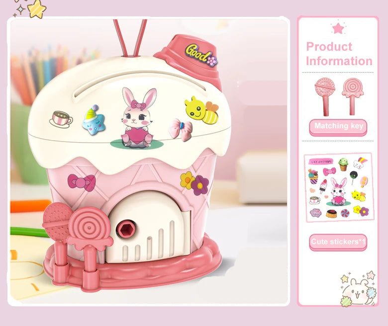 Kids Piggy Bank Ice Cream Hut &ndash; Kawaii Large Capacity Savings Box A Pink