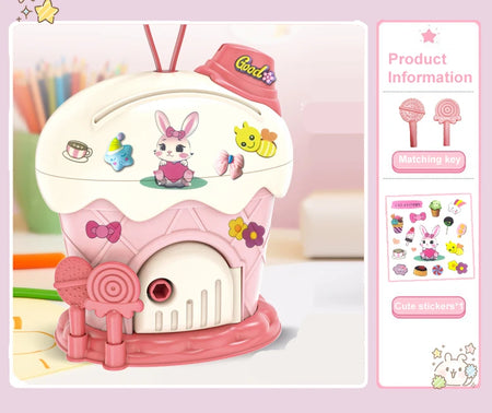 Kids Piggy Bank Ice Cream Hut &ndash; Kawaii Large Capacity Savings Box A Pink