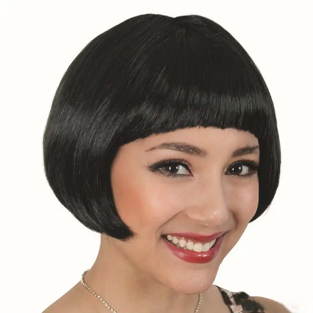 Vibrant Short Bob Wig with Bangs - Heat Resistant Synthetic Hair for Cosplay and Daily Wear
