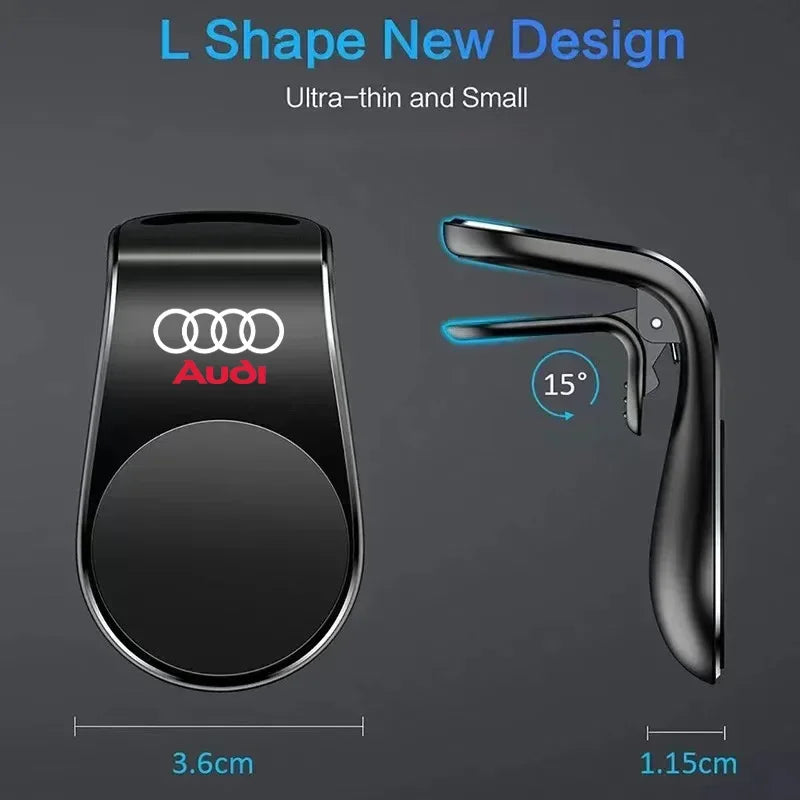 Magnetic Car Phone Holder for Audi - Compatible with A6, A4, S3, S4, Q3, Q5, Q7, TT Models - Premium Metal Stand