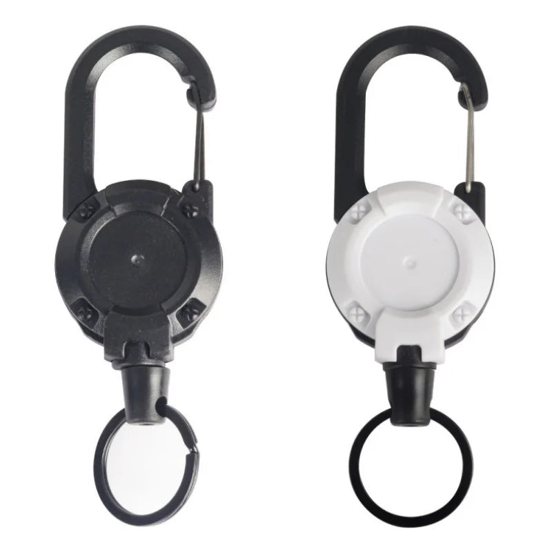 Outdoor Retractable Keychain with Heavy Duty Carabiner &ndash; 2/4/8pcs Badge Holder Reel 2Pcs Black and white