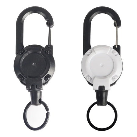 Outdoor Retractable Keychain with Heavy Duty Carabiner &ndash; 2/4/8pcs Badge Holder Reel 2Pcs Black and white