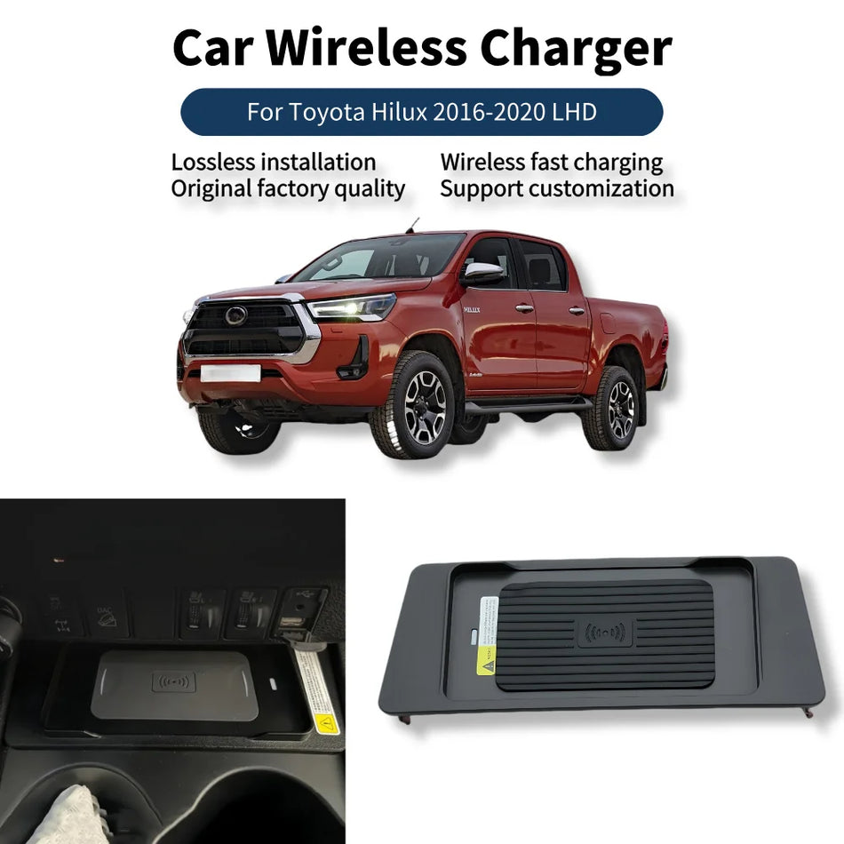 Wireless Fast Charger Pad with Phone Holder for Toyota Hilux 2016-2020