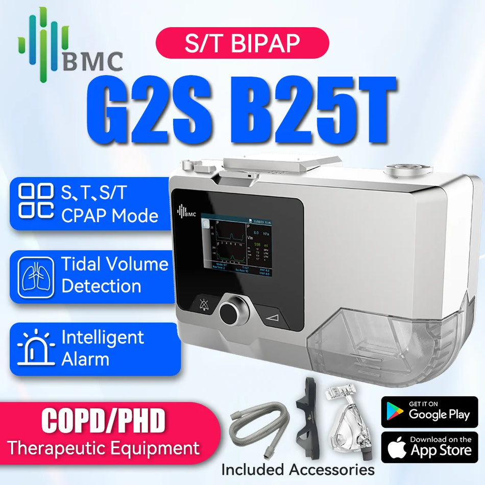 BMC G2S B25T Bipap Maszyna z Pełną Maska COPD ST Nawilżacz