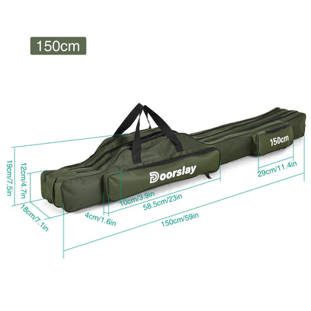 3 Layer Fishing Pole Bag &ndash; Long Lasting Oxford Fabric Green 150cm