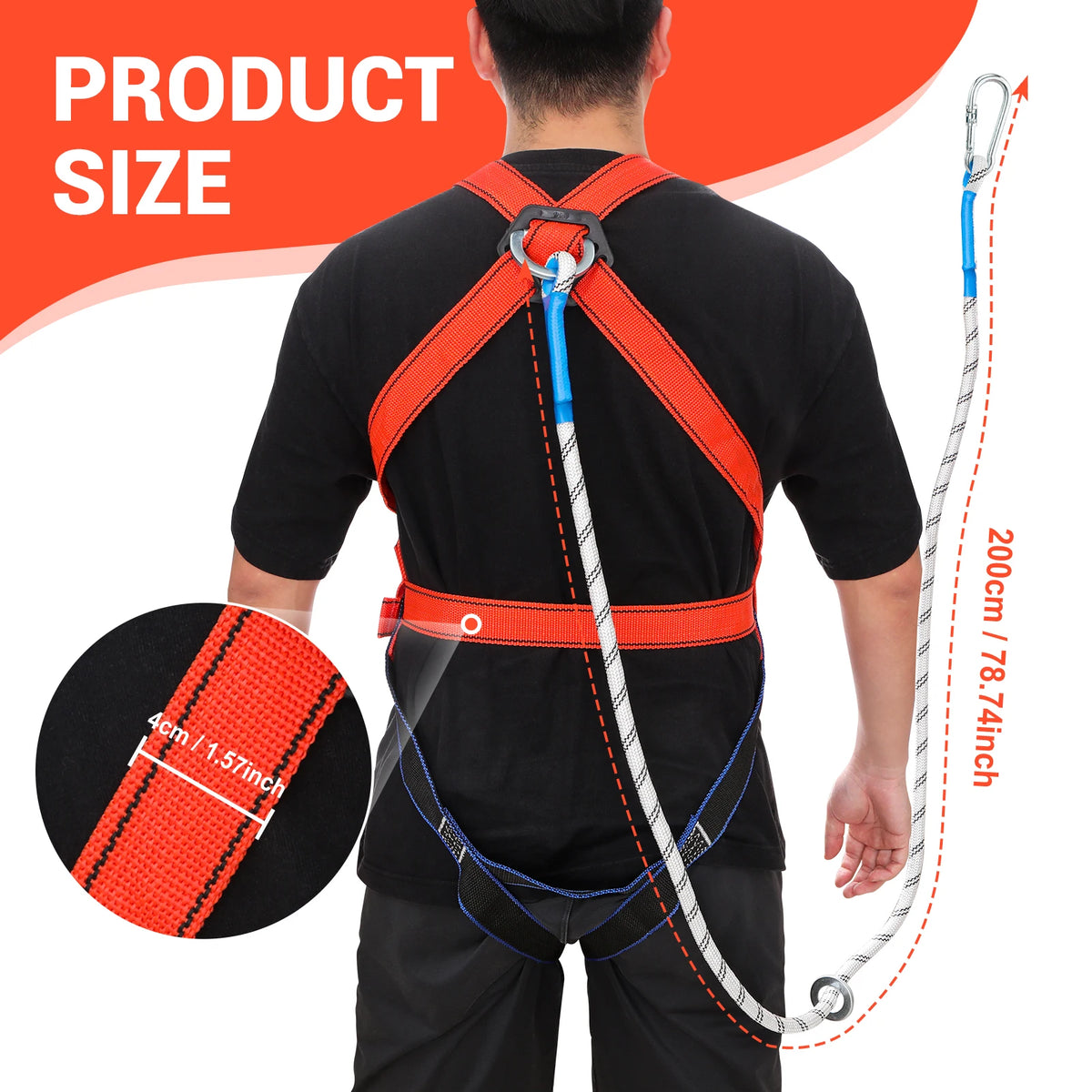 High Altitude Five-Point Safety Harness with Carabiner for Outdoor Climbing and Construction Single Small Hook