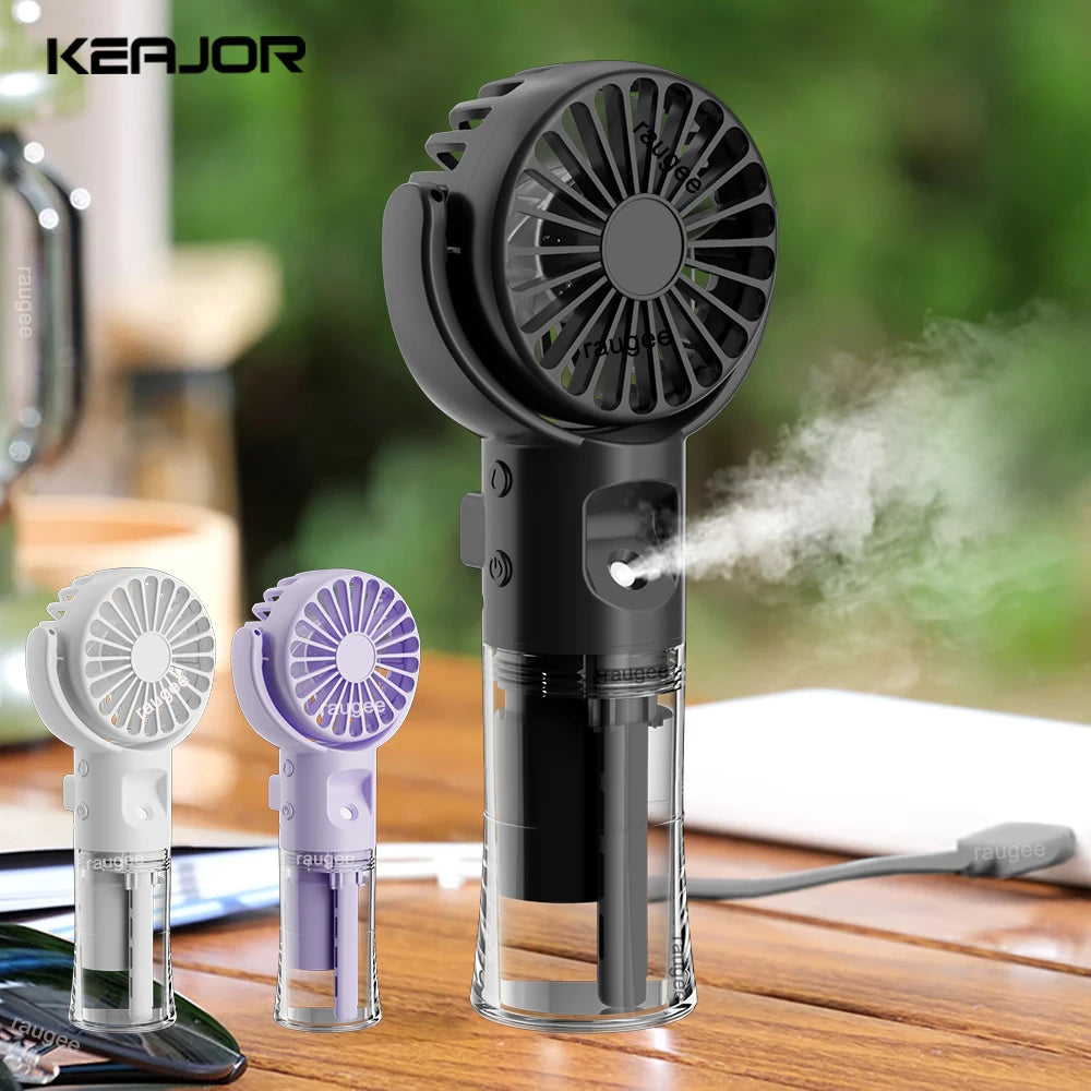 Raugee Portable Water Mist Fan Rechargeable &ndash; Four Speeds