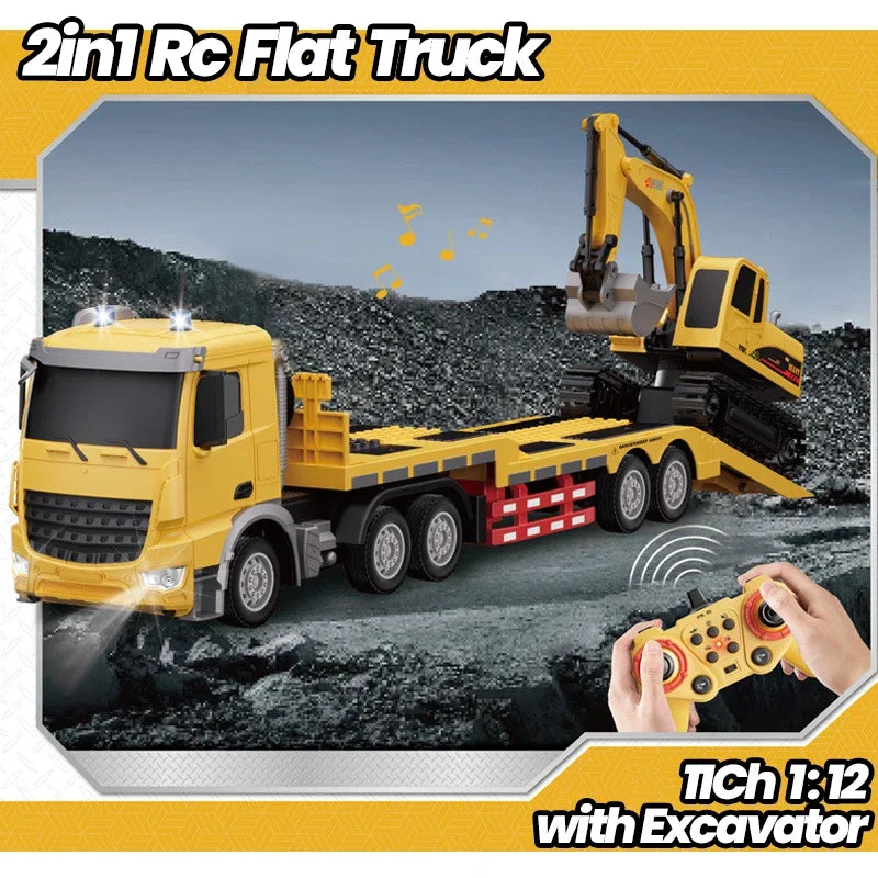 1/12 RC Flat Truck with Excavator &ndash; 11CH Alloy Frame 2.4G