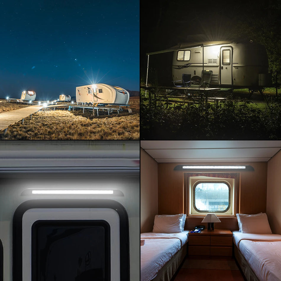 RV Išorinis Žibintas 12-28V Priekabai ir Palapinei, 18 LED, ABS Medžiaga