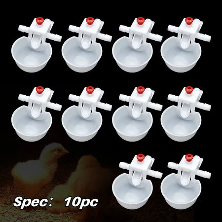 10/20 Sets White Chicken Waterer &ndash; Auto Drinker 9.5mm Cups 10pcs