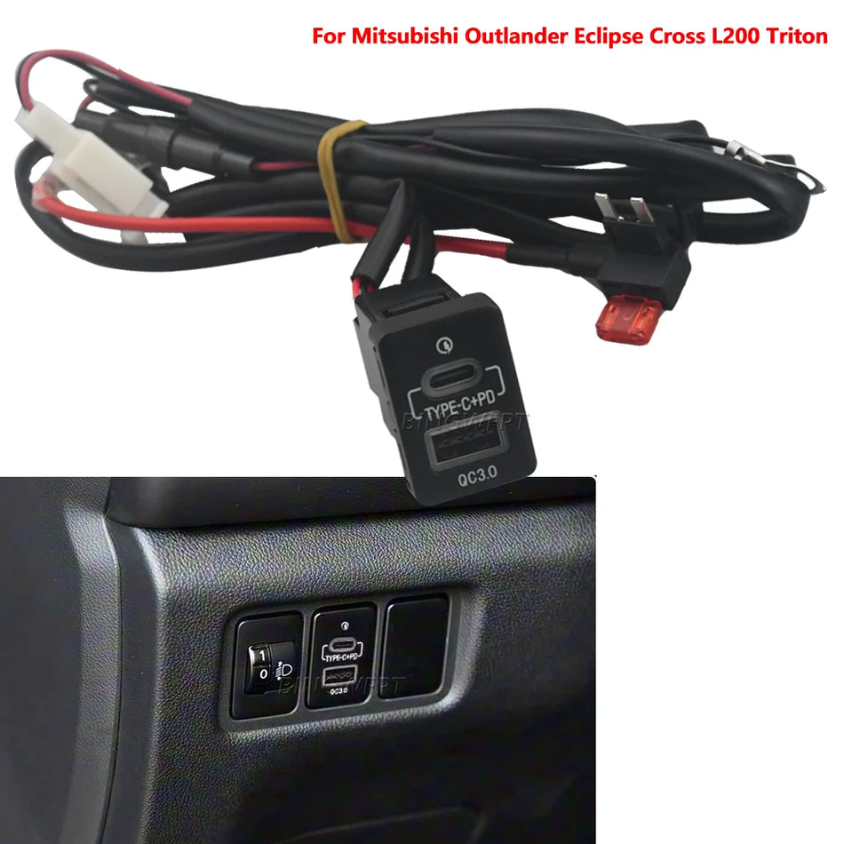 Caricatore da auto USB PD QC3.0 per SUV Mitsubishi Outlander