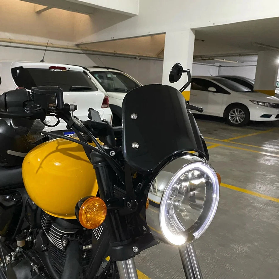 Royal Enfield Meteor 350 windscherm afleider beschermer, zwarte voorruit schild voor motorfiets