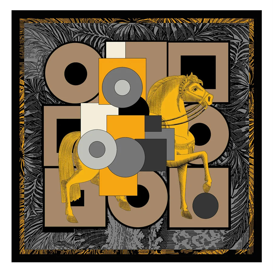 POBING Twill Silk Square Scarf &ndash; Captivating Giraffe Print