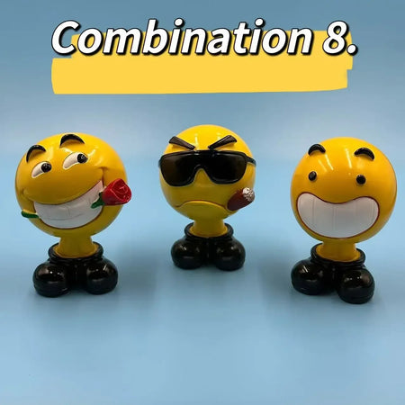 Funny Cartoon Car Bobblehead Pendants - 3PCS Resin Shaking Head Accessories for Interior D&eacute;cor Combination 8