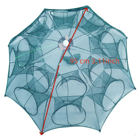 Portable Fishing Net: Foldable Nylon Fish Trap with 24 Holes