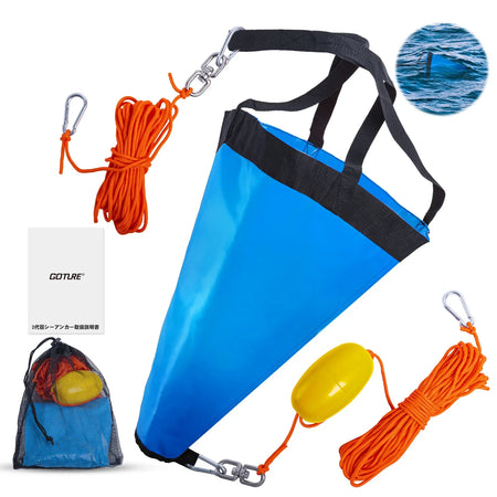 Goture Sea Anchor Drift Sock for Boats, Yachts, and Jet Skis &ndash; S/M/L Sizes Blue S