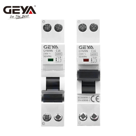 GEYA GYM9N Mini Circuit Breaker 1P+N, 6A-40A, C/B Curve, 6KA