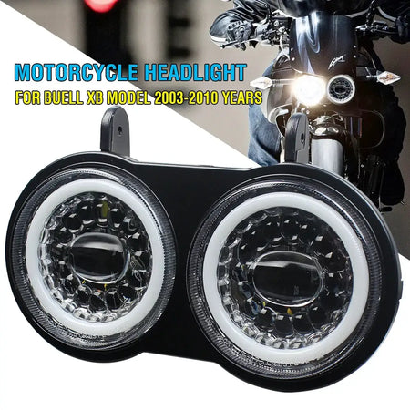 for Buell XB Model 2003-2010 Motorcycle Dual Light LED Light Headlight Hi Low Beam DRL Lamp by InterCyprus Trading Ltd