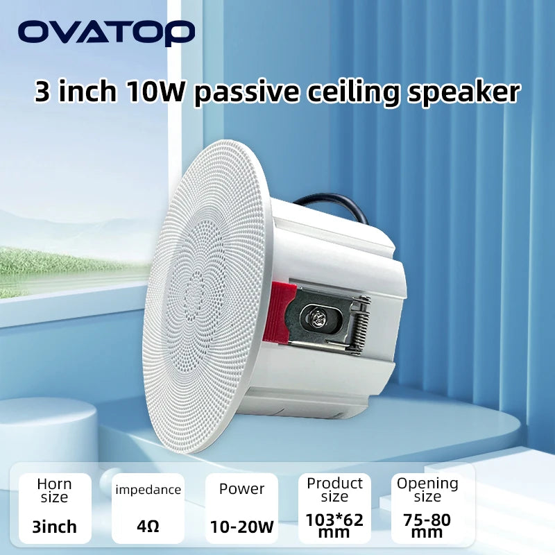 3-Zoll-Deckenlautsprecher 4 Ohm 10W randloser Öffnung 75-80mm für Heimkino