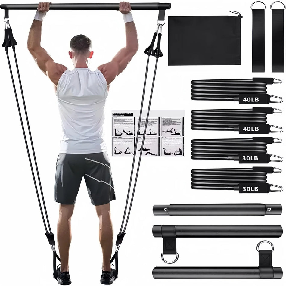 Tragbare Yoga-Pilates-Stange mit Widerstandsband für das Heimtraining